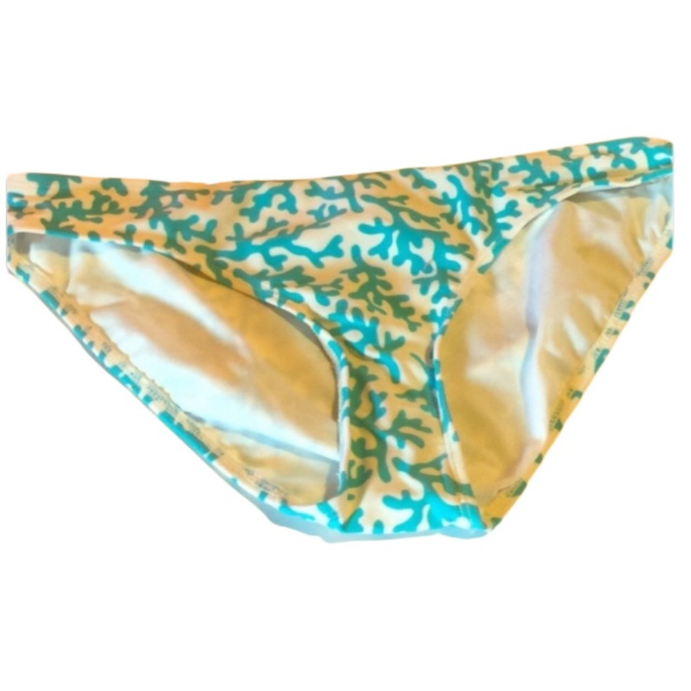 Old Navy Coral Print Bikini Swim Bottoms Women’s Small Blue Cream nwot - Picture 3 of 8